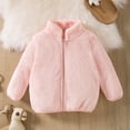 thumbnail image 2 of Povozer Unisex Cute Fleece Lined Sherpa Full-Zip Jacket Coat Winter Hoodie(Pink,24-36M), 2 of 5