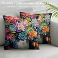 thumbnail image 3 of PRATYUS Summer Tropical Succulent Plants Pillow Case Decorative Oil Painting Bonsai Cushion Cover Square Throw Pillow Covers Sofa Car Decoration Multicolor (Su Tropical) 20x20in, 3 of 5