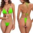 thumbnail image 2 of Jinhomg Thong Bikini Swimsuit for Women 2025 Trendy Halter String Triangle Bikinis Tops with Brazilian Bottom 2 Piece Casual Summer Vacation Bathing Suits Green M, 2 of 10