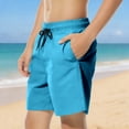thumbnail image 5 of Boys Athletic Shorts Sky Blue, Quick Dry Polyester Shorts with Elastic Waist & Drawstring for Kids 8-14, Solid Color Casual Shorts with Pockets,Size 6-7T, 5 of 9