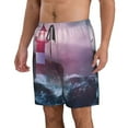 thumbnail image 2 of Kll Lighthouse Waves Torrential Rain Men'S Casual Summer Beach Shorts Hawaiian Shorts With Pockets-Xx-Large, 2 of 9