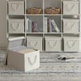 thumbnail image 3 of StorageWorks Fabric Storage Bins with Lids and Rope Handles Storage Fabric Bedroom, Off-White, 3PC, 3 of 10