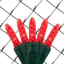 Wintergreen Lighting 4' x 6' Red Christmas Net Lights Set, Mesh Lights, Green Wire, 100 Lights, Indoor-Outdoor