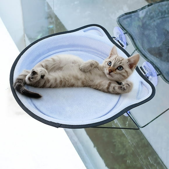 REWISS Cat Window Perch Cat Window Hammock for Indoor Cat Cat Window Bed Cat Bed for Indoor Cat Window Set for Cat Easy to Install (Gray)