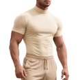 thumbnail image 2 of NOLDARES Mens Slim Fit T Shirt Ultra Soft Plain Tshirts for Men Cooling Crew Neck Casual Basic Tee Shirt Undershirt Gym(Beige,3XL), 2 of 9