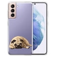 thumbnail image 1 of WIRESTER Transparent Soft Gel TPU Clear Case Slim Protective Cover for Samsung Galaxy S22 6.1" 2022, Pug Dog Lying Down Looking Up, 1 of 1
