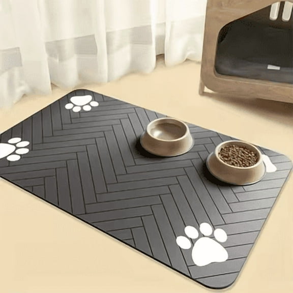 Absorbent Pet Food Mat - Non-Slip Dog & Cat Feeding Mat, Quick-Dry Waterproof Bowl Mat for Food & Water, Easy Clean Kitchen Floor Protector
