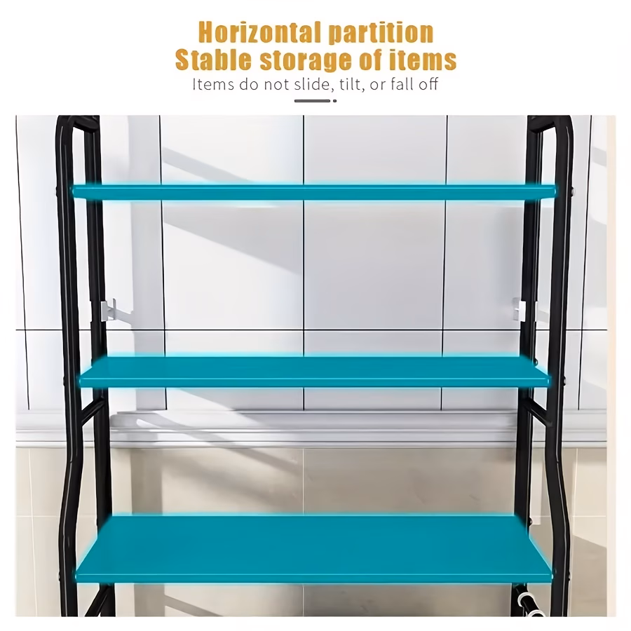3-Tier Metal Over-the-Toilet Storage Rack, Space-Saving Bathroom Organizer with Frame, No Drilling Required, Minimalist Vertical Shelf for Small Spaces