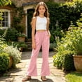 thumbnail image 7 of Cethrio Girls Cotton Linen Outfit Sets Size 7-8 T, 2 Piece Sleeveless Casual Kids' Summer Clothing Sets Pink, 7 of 7