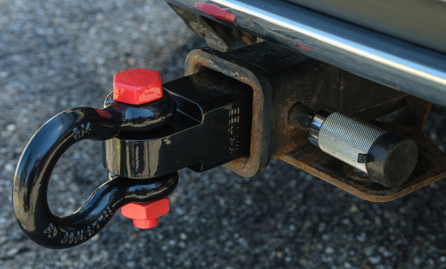 2" Tow Hitch Shackle Receiver with 3/4'' D Ring Shackle, 5/8" Hitch Lock Pin, 11,000 lbs WLL | Black Towing Accessories for Vehicle Recovery Off-Road