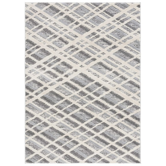 SAFAVIEH Martha Stewart Lucia Shag Area Rug, Ivory Grey/Dark Grey, 8' x 10'