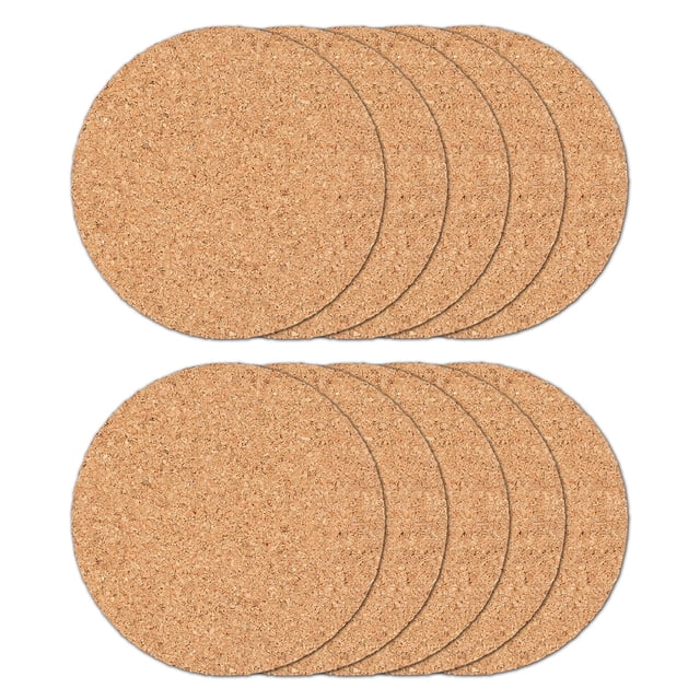 Posavasos de corcho, bebidas de corcho, posavasos de corcho para mesa de centro con borde redondo (10 piezas, marrón)
