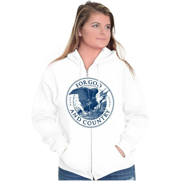 For God and Country Religious Zip Up Hoodie Men's Women's Brisco Brands S