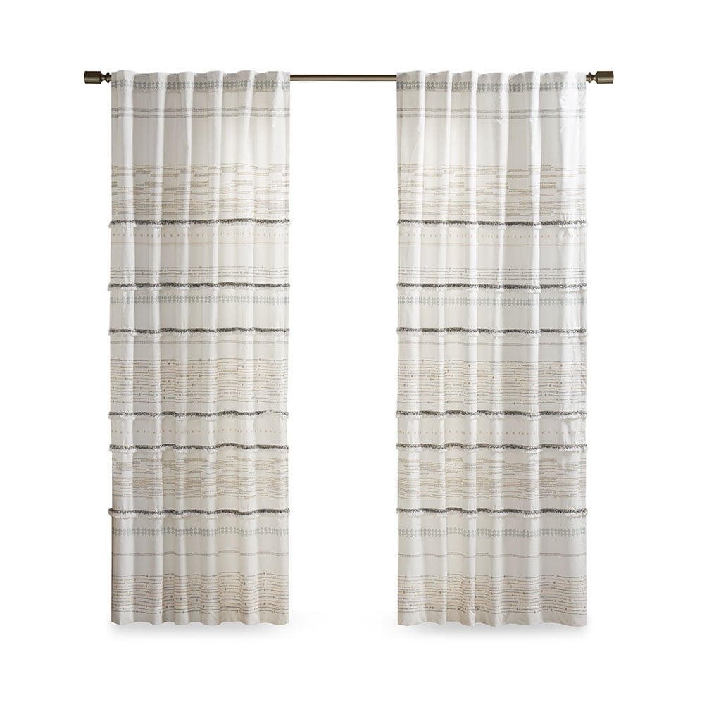 Cotton Printed Curtain Panel With Tassel Trim and Lining (Only 1 Pc Panel)