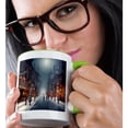 thumbnail image 2 of 3drose, Snow-covered Street of a Fantastic City. Moonlight. Funny Gifts for Family, 15oz Two-tone Green Mug, 2 of 6