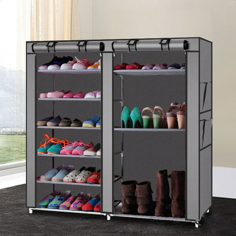 UWR-Nite 9 Tier Shoe Rack, Double Rows 9 Lattices Large Free Standing Shoe  Racks,Shoe Storage Organizer Cabinet with Nonwoven Fabric Dustproof Cover