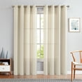 thumbnail image 3 of 2 Pack Linen Textured Curtains 84 inches Beige Bedroom Living Room Window Curtain Set Light Filtering Drapes Grommet Top 2 Panels, 3 of 9