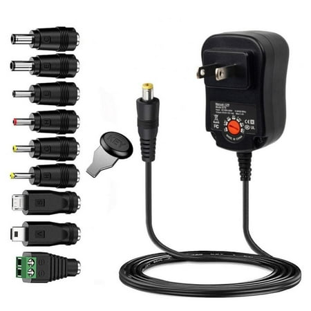 

30W Universal AC Adapter 3V to 12V Switching Power Supply Cord Multi Voltage for Household Electronics TV Box CCTV IP Camera Router Speaker Scales Keyboard Compatible with 8 Tips