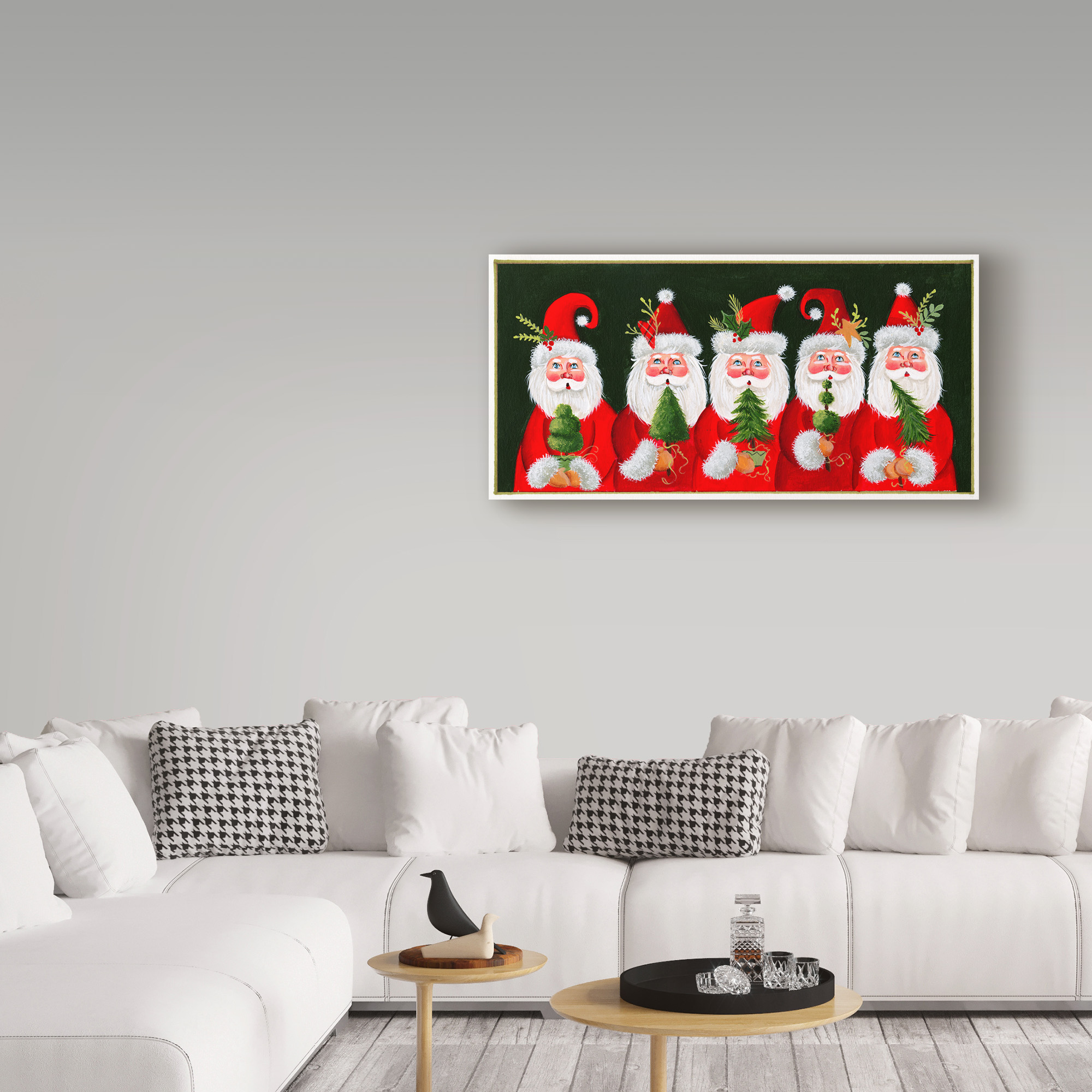 Trademark Fine Art 'Five Santas' Canvas Art by Beverly Johnston