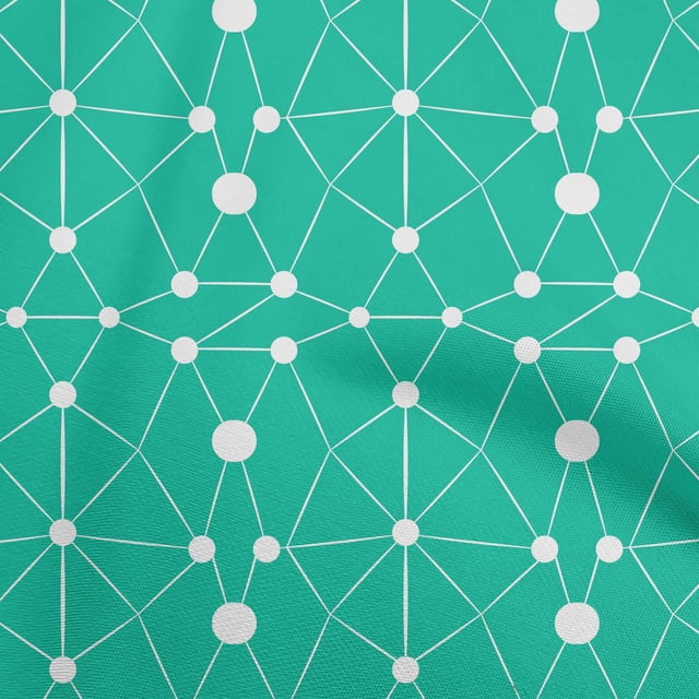 oneOone Cotton Poplin Sea Green Fabric Geometric Craft Projects Decor Fabric Printed By The Yard 56 Inch Wide