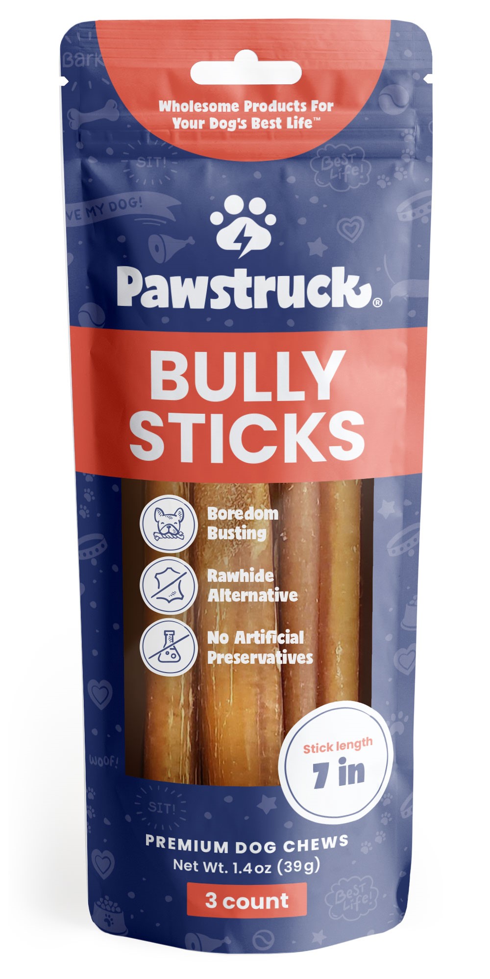 Pawstruck Natural Bully Sticks Dog Chew, 7 inch (3 Pack) photo 1