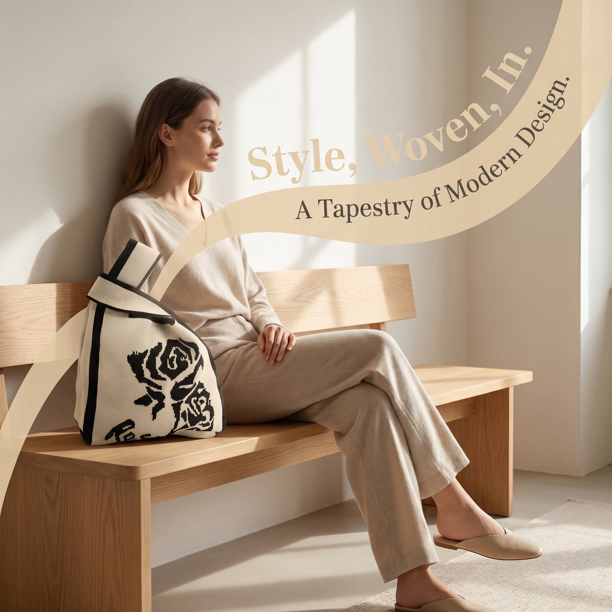 Unique Bargains Geometric Gift Reusable Tote Bags with Handles 7.5" x 13.4" Beige