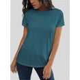 thumbnail image 5 of Womens Summer Casual Short Sleeve Tunics Tops Crew Neck Blouses Dressy Basic Shirts, 5 of 6