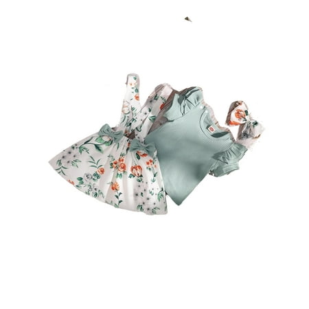 

Cute Floral Print Round Neck Short Sleeve Multicolor Baby Sets (Baby s)