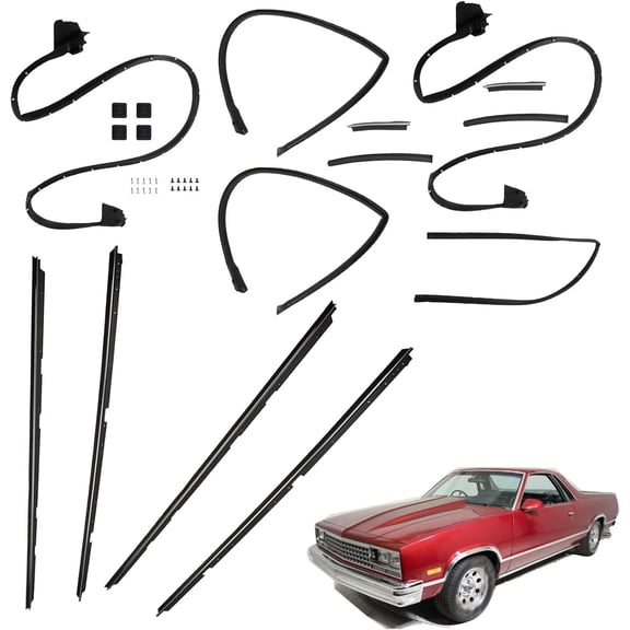 OTTULUR Black 17PCS Tailgate Door Weatherstripping Seal Kit Replacement for 1978-1987 El Camino Caballero