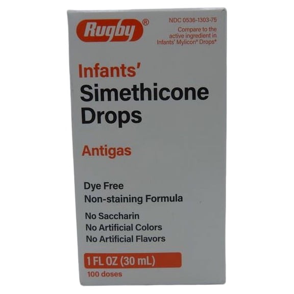 Newborns, Infants & Children Gas Relief Simethicone 20 mg/0.3ml Drops Dye Free Generic for Mylicon 1 oz (30ML) by RUGBY