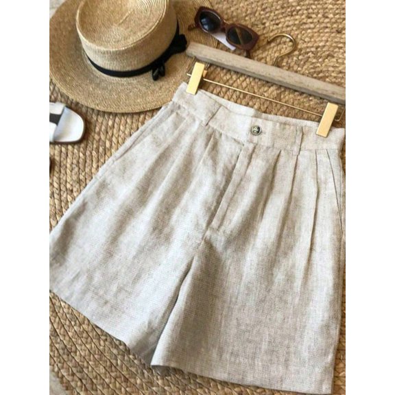 Summer Solid Color Casual Fashion Shorts, Relaxed Vacationcore Daily Bottoms, Lightweight Breathable Short Pants for Outdoor Trips, Beach Leisure & Daily Casual Wear