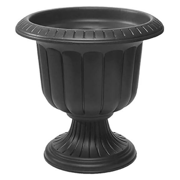 Classic Urn Planter, 14-Inch Black - Outdoor & Indoor Flower Pots, Grecian Style, UV Resistant, Made in USA
