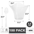 thumbnail image 2 of Ilyapa 3.5oz Plastic Dessert Cups - 100 Pack Mini Dessert Cups with Spoons - Clear Reusable Small Appetizer Cup for Cheesecake Shooters, Chocolate Mousse - Party and Catering Supplies - Parfait, 2 of 6