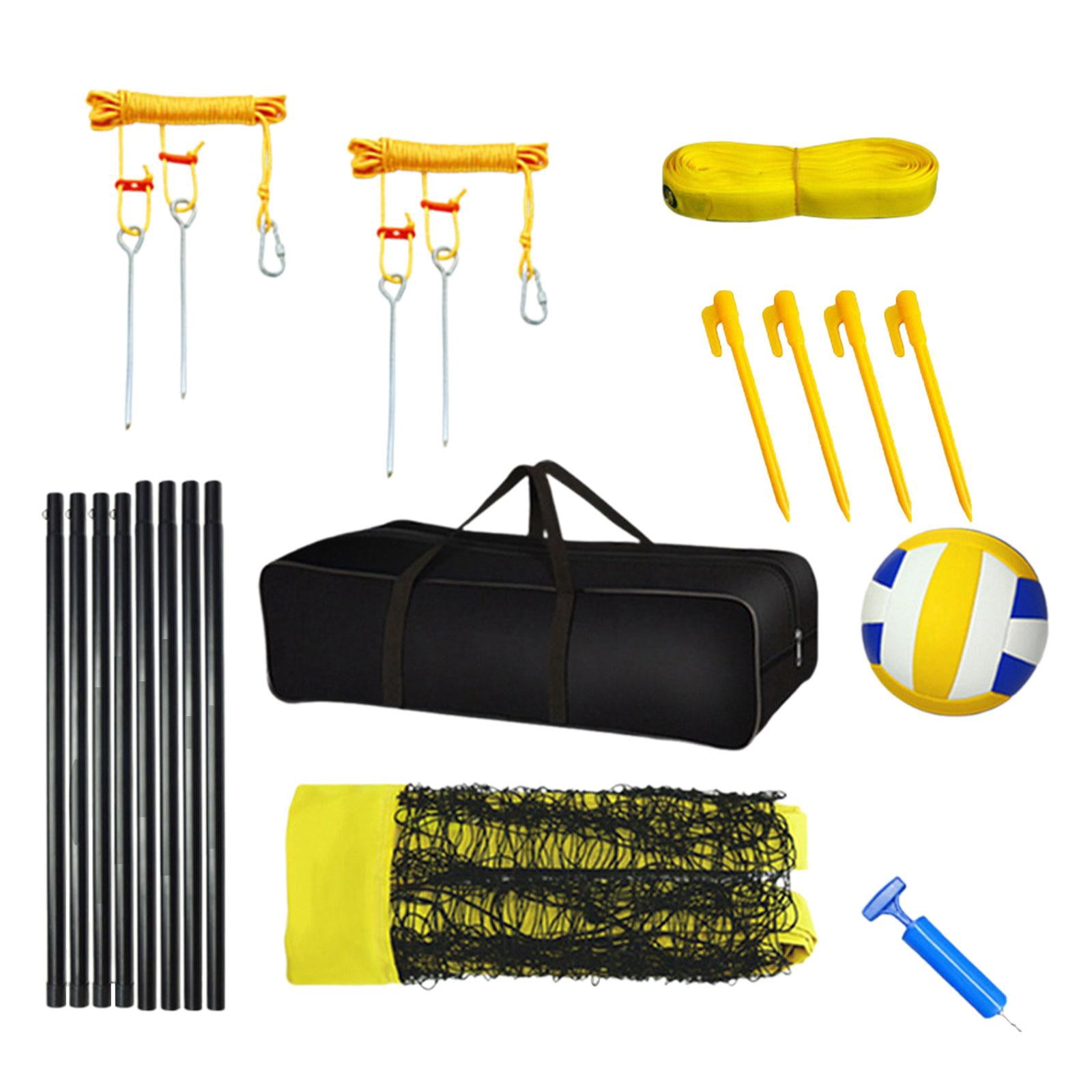 DimyFew Volleyball Set Adjustable Poles Carrying Bag Pump Portable Volleyball Net System