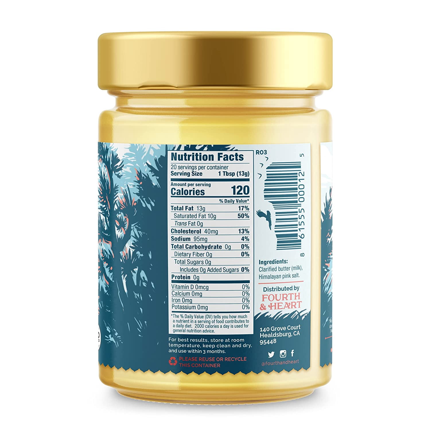 Pack of 6, 4Th Heart Himalayan Pink Salt Ghee, 9 oz