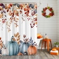 thumbnail image 2 of Shower Curtain 72"W x 84"L Watercolor Thanksgiving Pumpkins Eucalyptus Leaves Fabric Shower Curtains Set with Hooks Water Repellent Bathroom Curtains Machine Washable Bathroom Accessories, 2 of 6