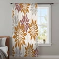 thumbnail image 3 of Geometric Flower Sheer Curtains 63 Inches Long, Vintage Country Floral Orange Grey on Linen Light Filering Curtains, Breathable Simi Curtain Privacy Drapes for Living Room Bedroom Window Treatment, 3 of 9