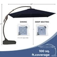 thumbnail image 3 of GRANDPAITO 10x10 ft Deluxe Patio Aluminum Offset Umbrella with Base, Large Rectangular Outdoor Cantilever Umbrella, Navy Blue, 3 of 8