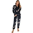 thumbnail image 1 of POINTERTECK Women‘s Warm Fleece Long Sleeve Pajamas  Flower Long Button Down Pj Set, 1 of 7
