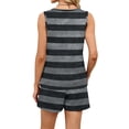 thumbnail image 6 of Iaqnaocc Two Piece Sets for Women Dressy Casual Striped Set Square Neck Tank Top and Shorts Summer Outfits Lounge Sets for Women Black S, 6 of 6