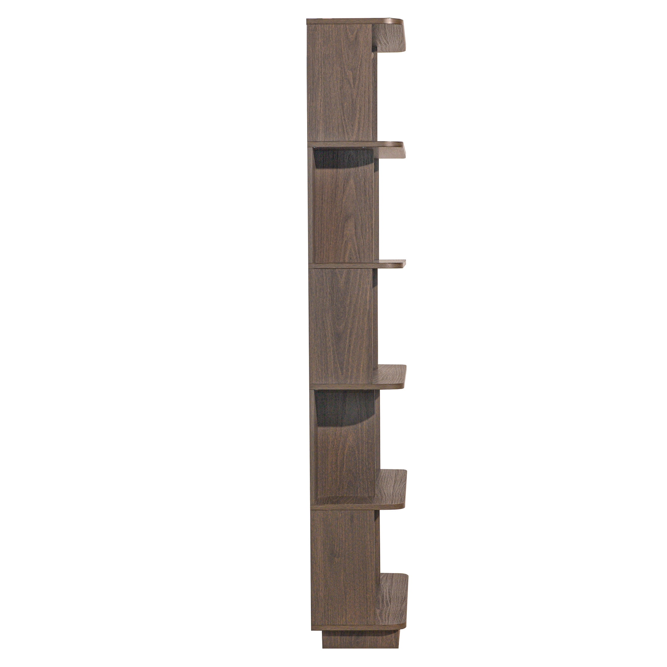 GDF Studio Derwin Modern 5-Tier Open Storage Bookcase, Wooden Media Bookshelf Organizer for Home Office, Dark Brown