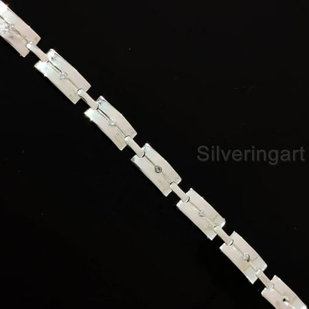 Plain Silver Mens bracelet Zircon Silver jewelry April Birthstone Sterling silver Silver jewelry Silver bracelet 925 silver Bracelet for anniversary Christmas Gift Women Bracelet Bangle