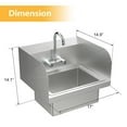 thumbnail image 3 of VINGLI Commercial Stainless Steel Hand Wash Sink, Wall Mount Utility Sink with Faucet, Bar/Prep Sink with Side Splash Guard, Heavy Duty Hand Washing Sink for Restaurant Home RV Kitchen, 17 x 15 x 14, 3 of 10