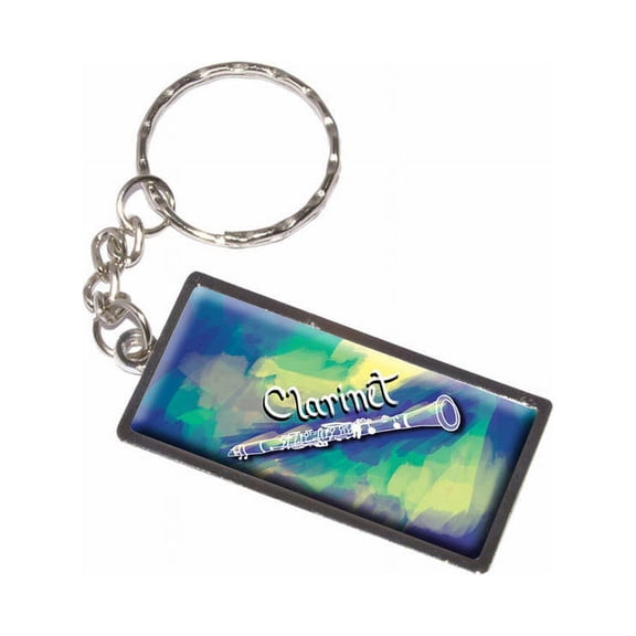 Clarinet Musical Instrument Music Woodwinds Cool Color Blue Green Keychain Key Chain Ring