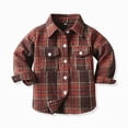 thumbnail image 2 of YIWULA Toddler Boy Girl Fall Flannel Shirt Kid Baby Long Sleeve Button Down Plaid Shirts(7-8 Years,Brick Red), 2 of 5