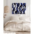 thumbnail image 3 of Blue Stripe Wall Art for Living Room,Canvas Picture Wall Decor for Bathroom Bedroom,Ombre Grey Moire Geometric Modern Abstract Painting Artwork for Office Kitchen Hallway Dining Room Decor 16"x20", 3 of 8