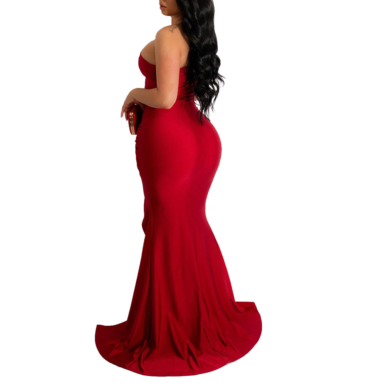 Hvot&aat One Shoulder Formal Dresses for Women Sexy Elegant Evening Gowns Split Thigh Bodycon Maxi Wedding Guest Dresses