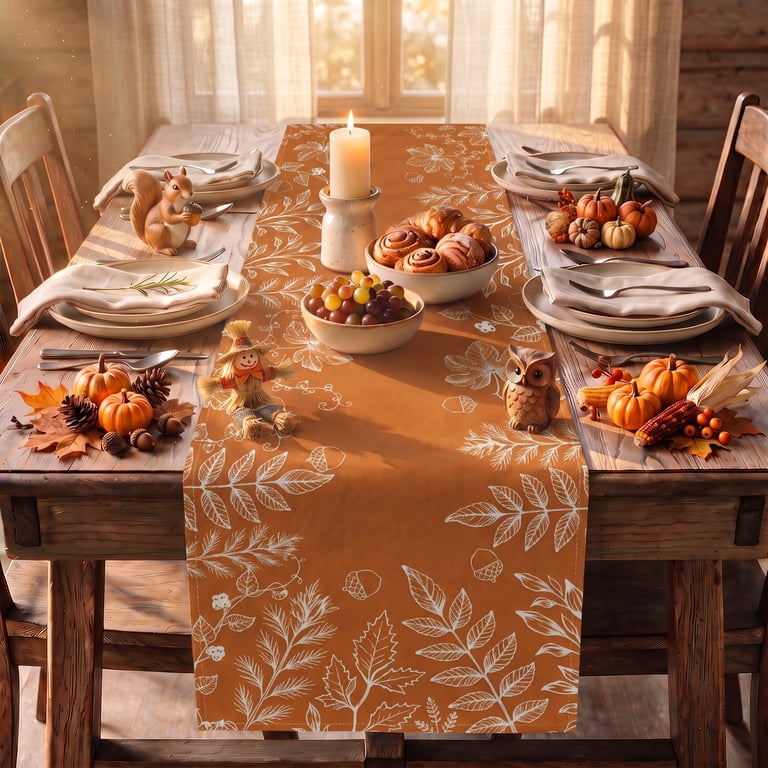 Sm:)e Orange Floral Fall Table Runner photo 7
