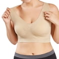 thumbnail image 4 of Gymayou 3 Pack Womens Sports Bra Wireless No Underwire Comfortable Low Impact Workout Bra Breathable Stretch Support Bralette Khaki 2XL, 4 of 6