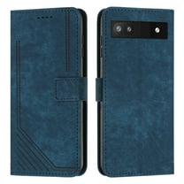 Mantto for Google Pixel 6a Wallet Case for Women Men,Durable PU Leather Shockproof Magnetic Clasp Folio Credit Card Slots Flip Kickstand Slim Phone Case with Wrist Strap,Blue